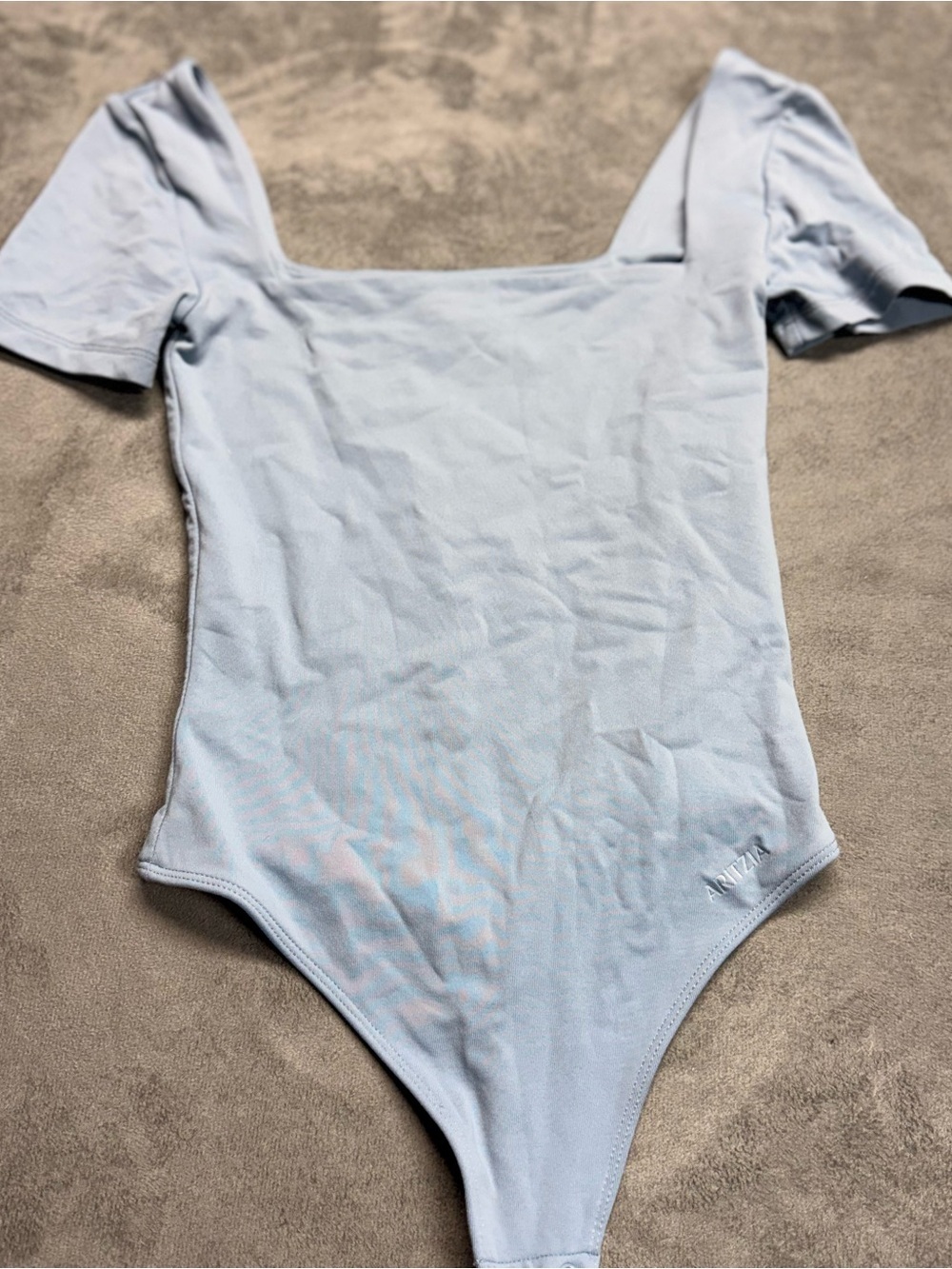 Aritzia Light Blue Square Neck Short Sleeve Bodysuit